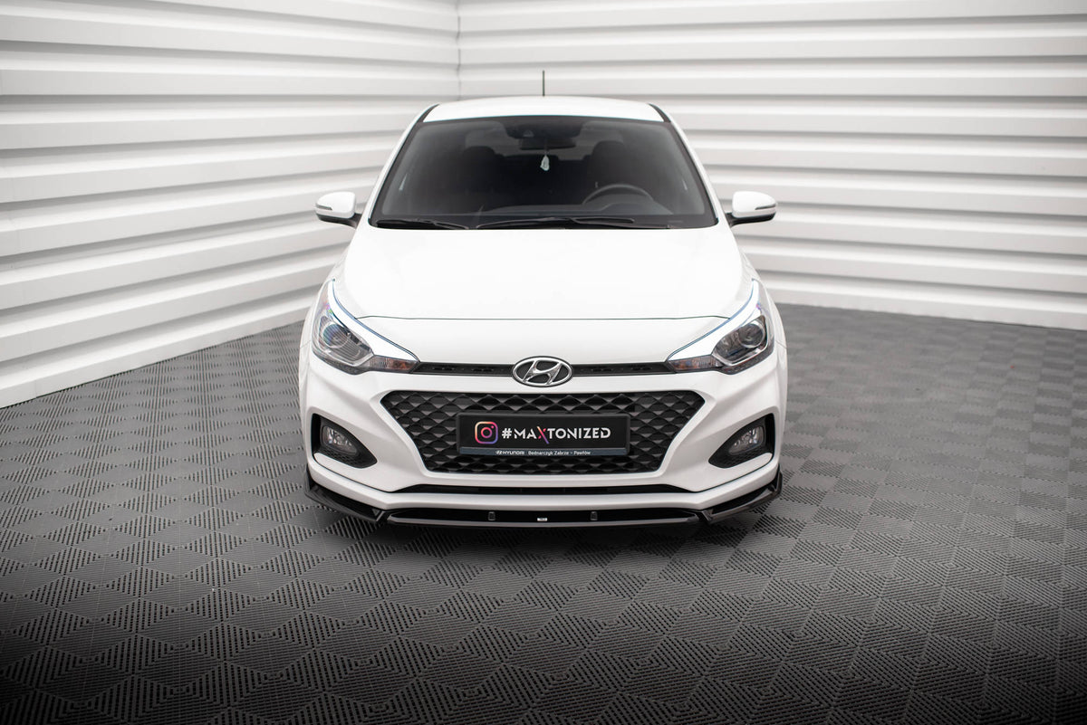 Street+ Spoilerlippe Front Ansatz V.2 passend für Hyundai I20 Mk2 Facelift schwarz Hochglanz – Ansicht 1