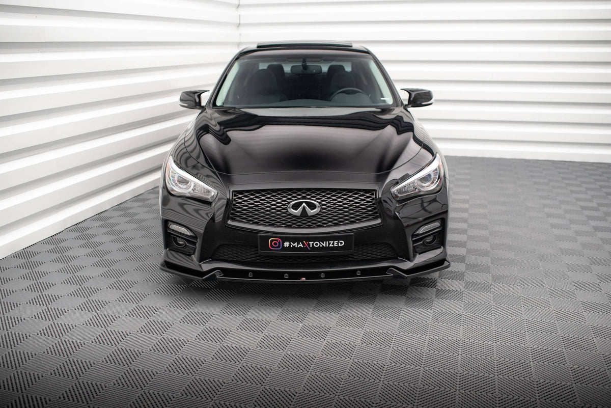Street+ Spoilerlippe Front Ansatz V.2 passend für Infiniti Q50 S Mk1 schwarz Hochglanz – Ansicht 1