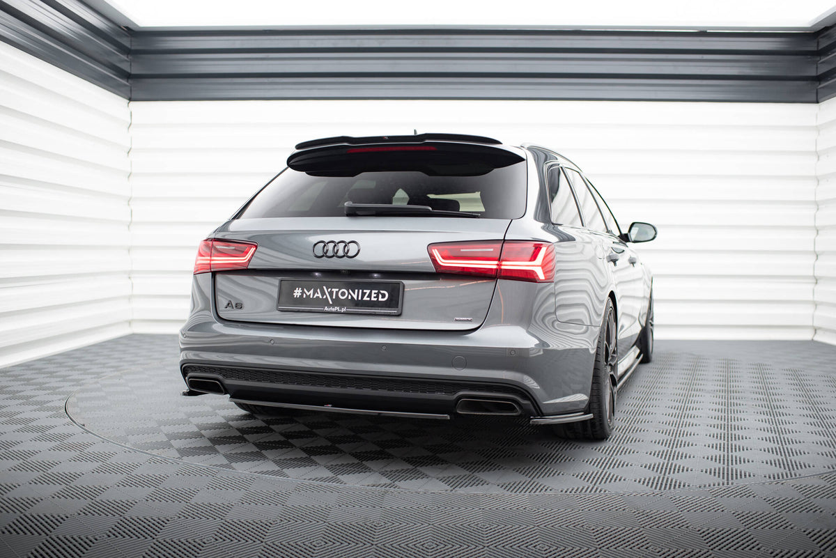 Heck Ansatz Flaps Diffusor V.1 passend für Audi A6 / A6 C7 S-line/ S6 C7 Facelift schwarz Hochglanz – Ansicht 1