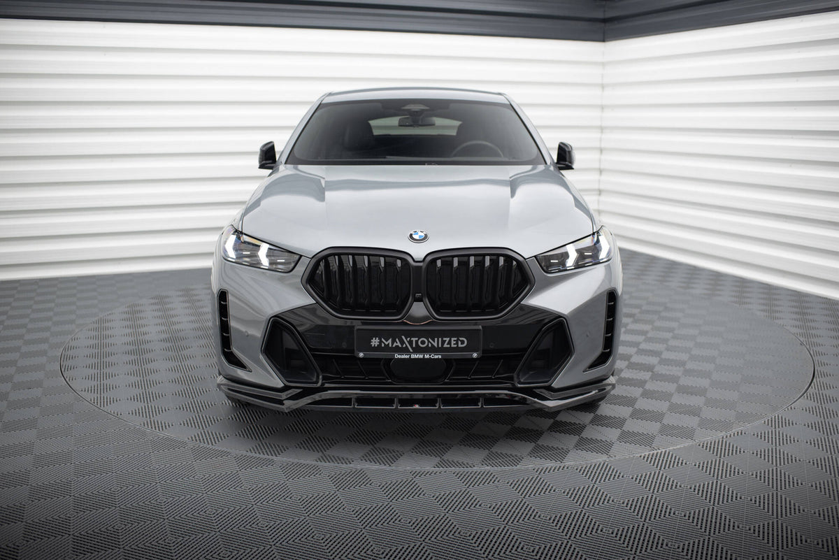 Street+ Spoilerlippe Front Ansatz V.1 passend für BMW X6 M-Paket G06 Facelift schwarz Hochglanz – Ansicht 1