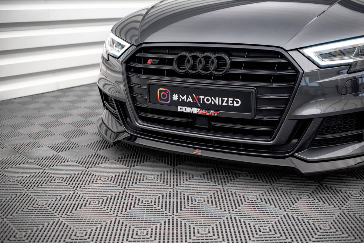 Street+ Spoilerlippe Front Ansatz V.3 passend für Audi S3 / A3 S-Line Sportback 8V Facelift schwarz Hochglanz – Ansicht 3