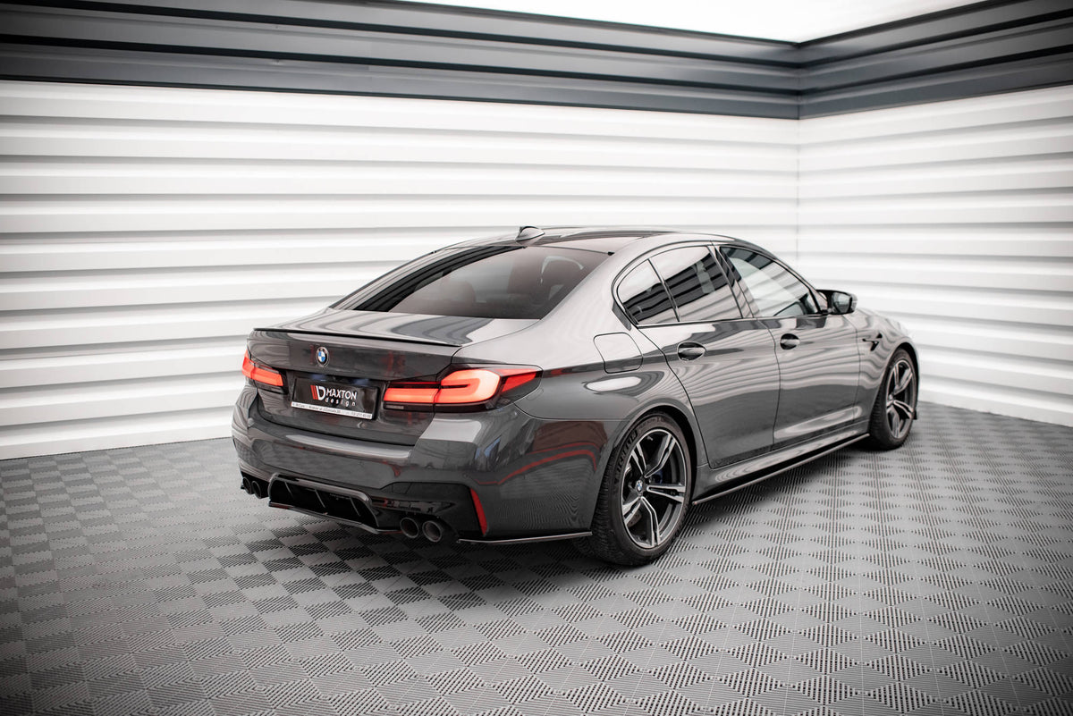 Heck Ansatz Flaps Diffusor V.1 passend für BMW M5 F90 Facelift schwarz Hochglanz – Ansicht 4
