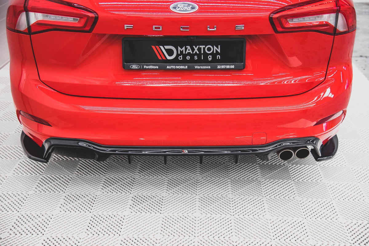 Heck Ansatz Flaps Diffusor V.3 passend für (Für heckansatz v.1)  Ford Focus ST-Line Kombi Mk4 schwarz Hochglanz – Ansicht 1