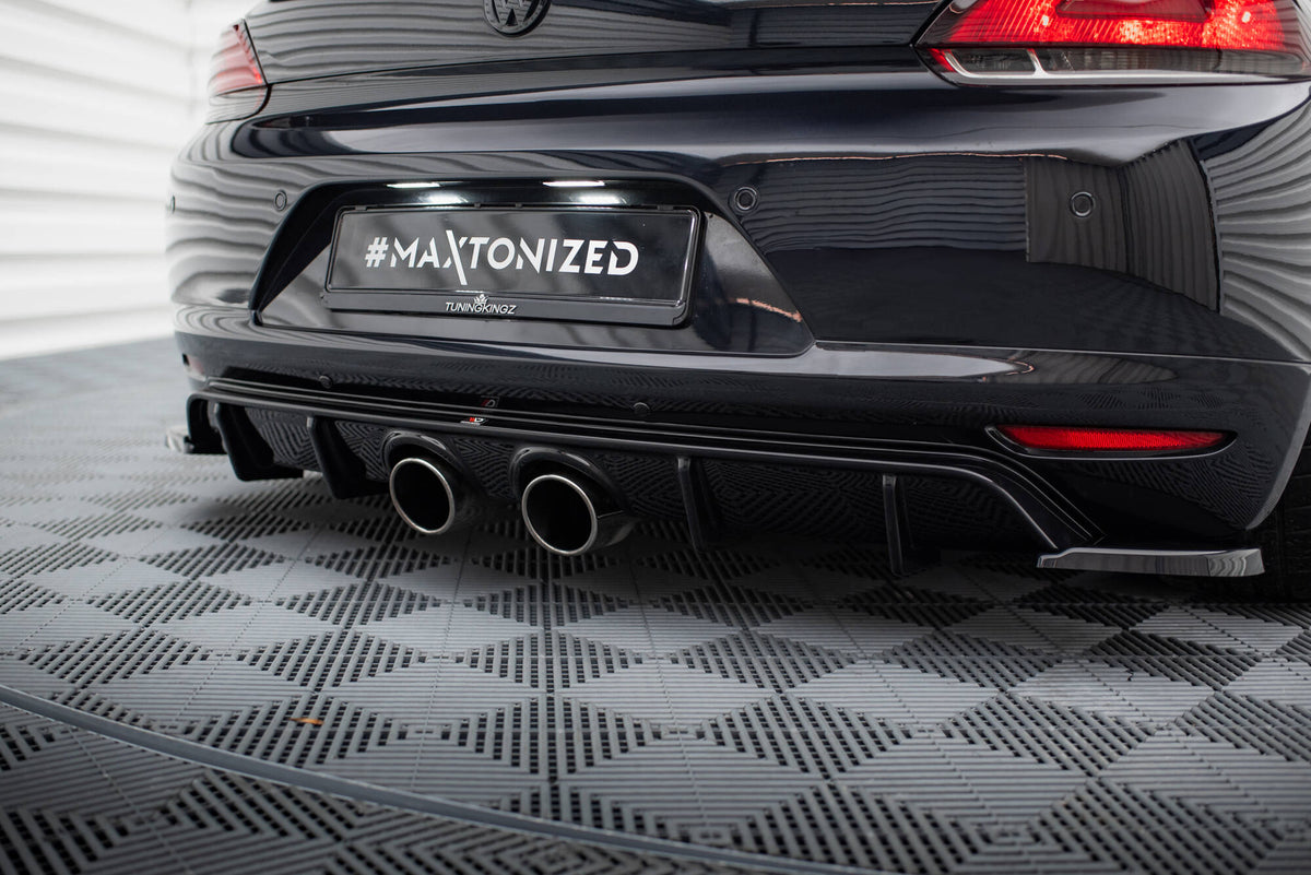 Diffusor Heck Ansatz V.2 passend für VW Scirocco Mk3 (R32 Auspuff) schwarz Hochglanz – Ansicht 6