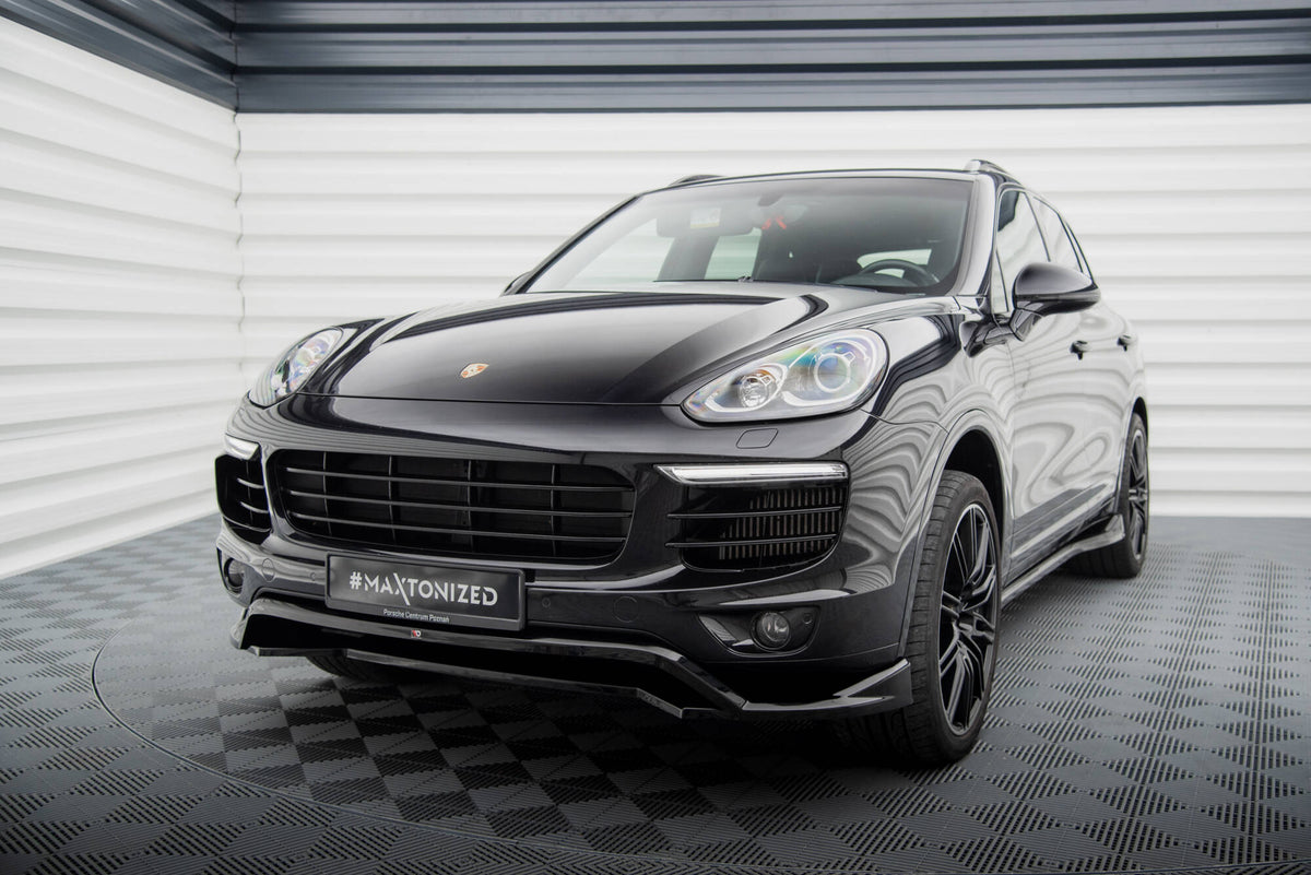 Street+ Spoilerlippe Front Ansatz passend für Porsche Cayenne Mk2 Facelift schwarz Hochglanz – Ansicht 3