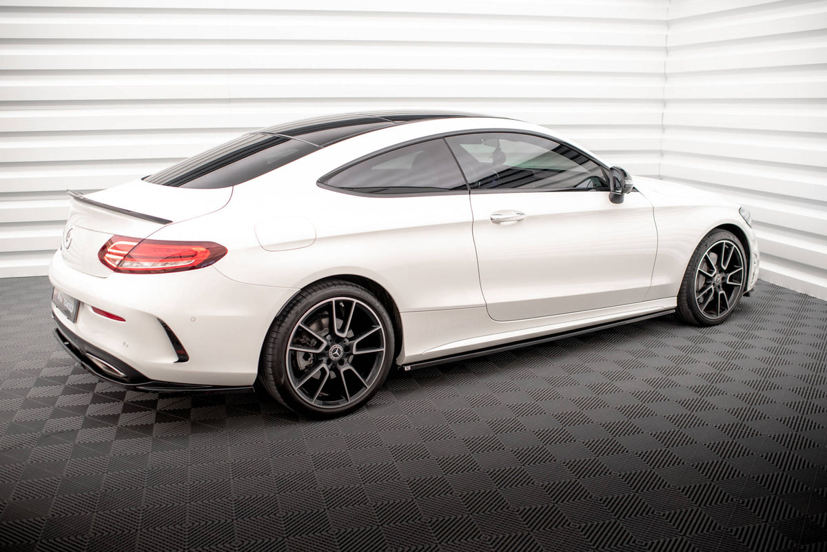 Street+ Seitenschweller Leisten passend für Mercedes-Benz C Coupe AMG-Line C205 Facelift schwarz Hochglanz – Ansicht 4