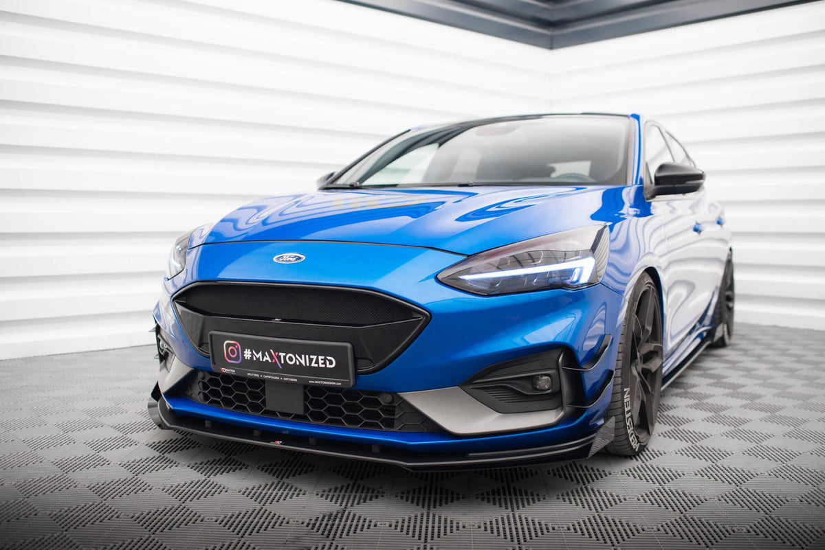 Street Pro Street+ Spoilerlippe Front Ansatz passend für + Flaps passend für Ford Focus ST / ST-Line Mk4 schwarz Hochglanz – Ansicht 4