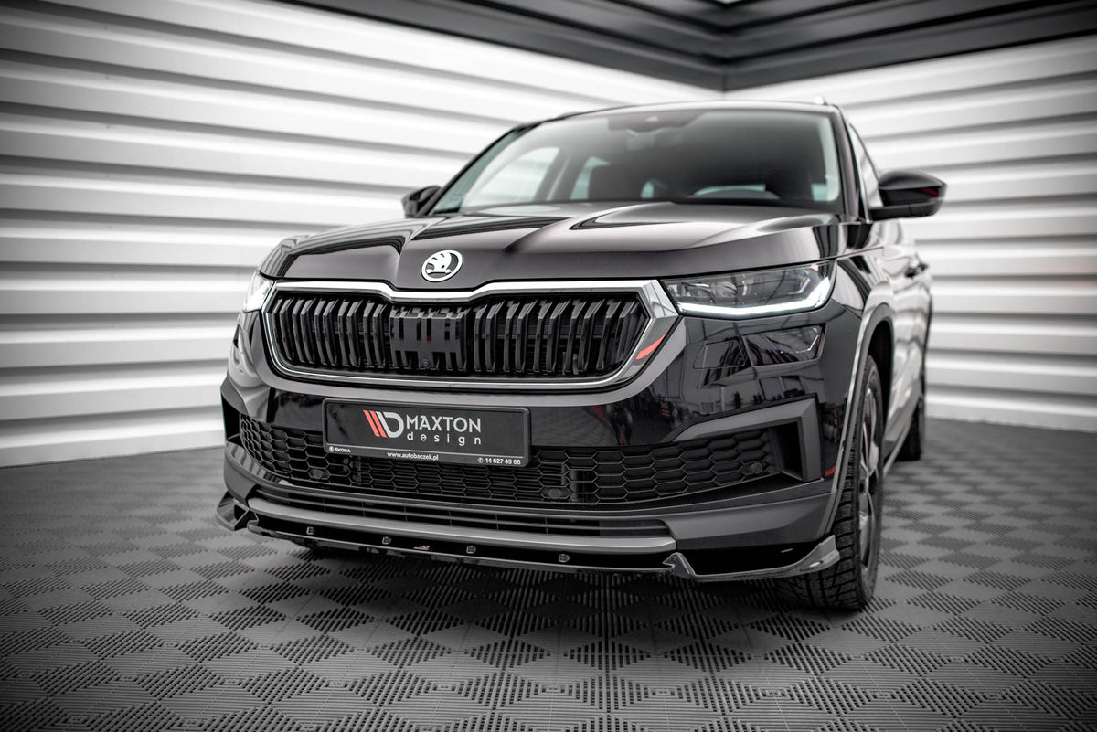 Street+ Spoilerlippe Front Ansatz V.1 passend für Skoda Kodiaq Mk1 Facelift schwarz Hochglanz – Ansicht 3