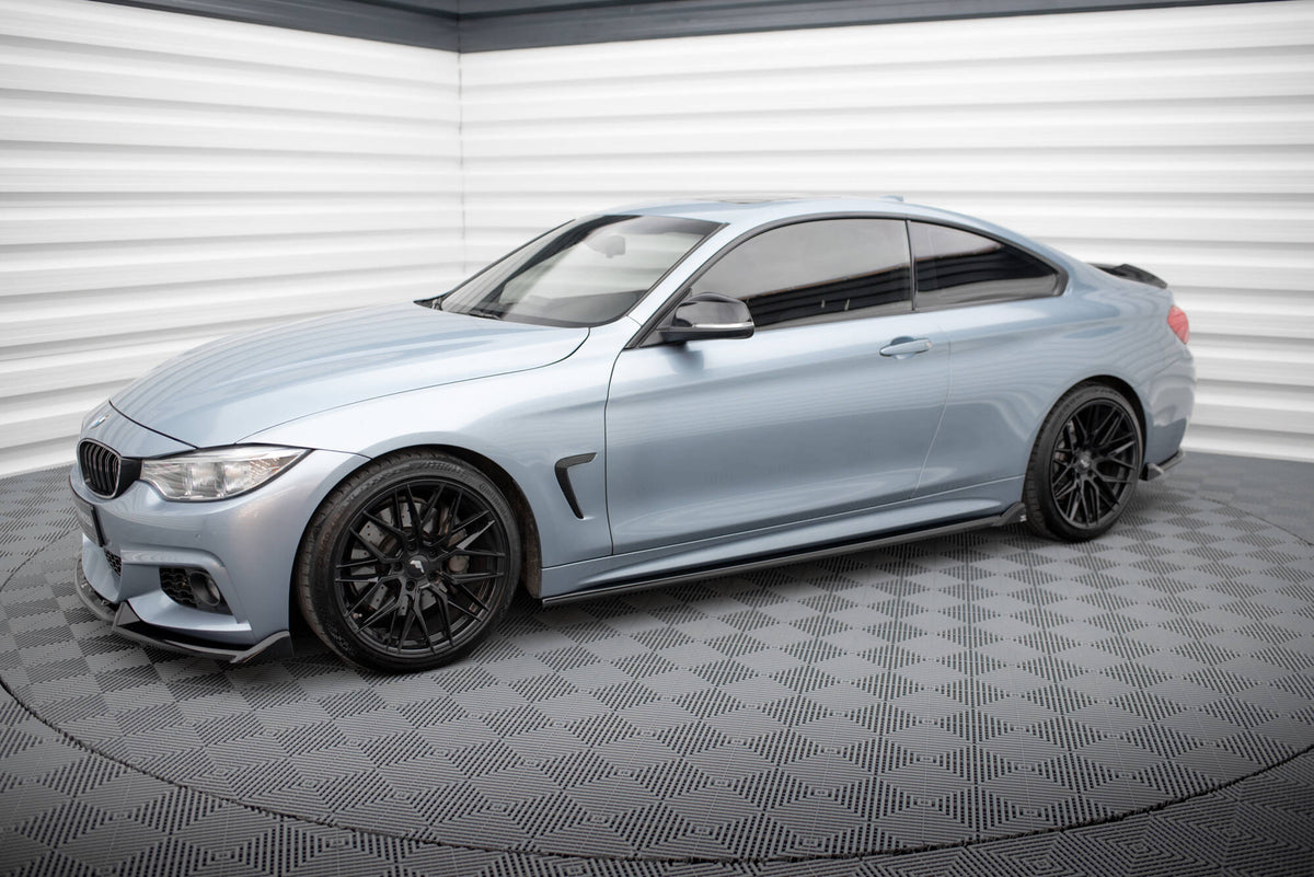 Street+ Seitenschweller Leisten V.2 passend für BMW 4er Coupe / Gran Coupe / Cabrio M-Paket F32 / F36 / F33 schwarz Hochglanz – Ansicht 3