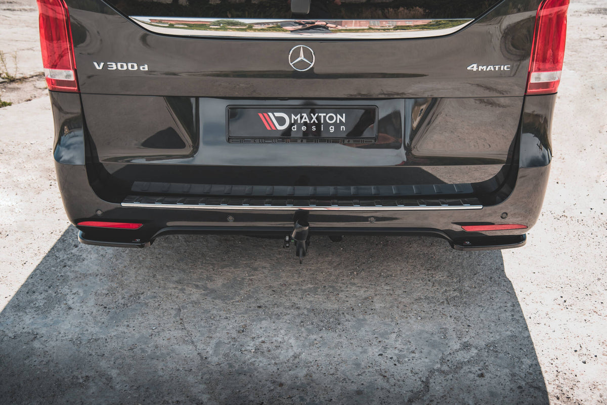 Heck Ansatz Flaps Diffusor V.1 passend für Mercedes-Benz V-Klasse AMG-Line W447 Facelift schwarz Hochglanz – Ansicht 4