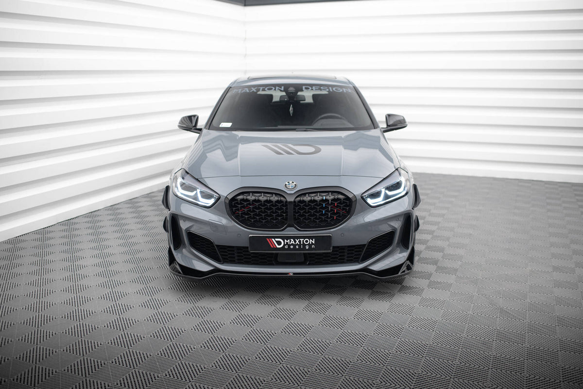 Street+ Spoilerlippe Front Ansatz V.5 passend für BMW 1er M-Paket / M135i / 128ti F40  schwarz Hochglanz – Ansicht 1