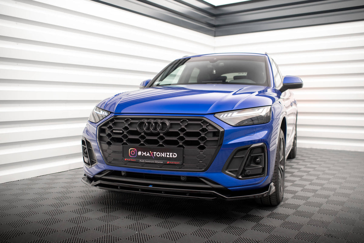 Street+ Spoilerlippe Front Ansatz V.1 passend für Audi SQ5 / Q5 S-Line SUV / Sportback Mk2 Facelift schwarz Hochglanz – Ansicht 4