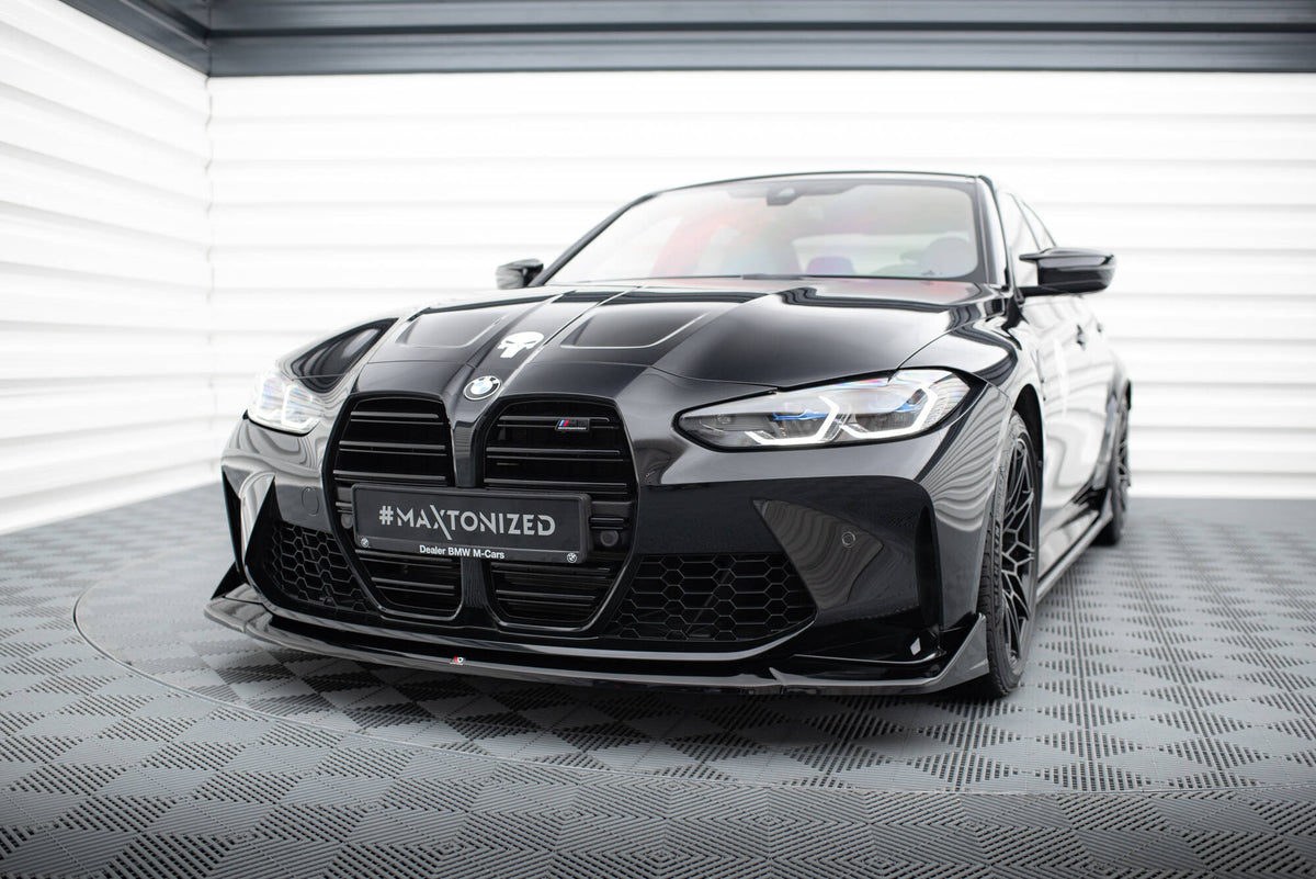 Street+ Spoilerlippe Front Ansatz V.4 passend für CSL Look BMW M3 Limousine / Touring G80 / G81 schwarz Hochglanz – Ansicht 4