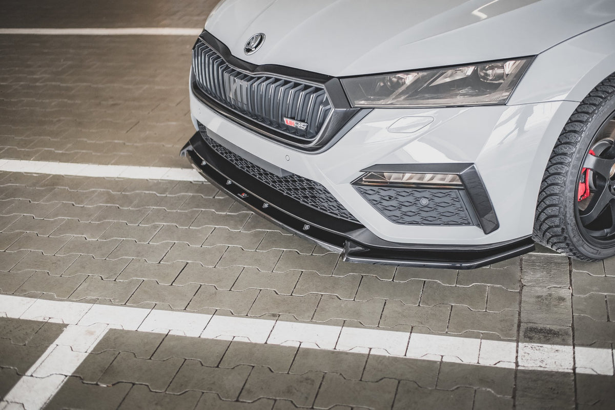 Street+ Spoilerlippe Front Ansatz V.1 passend für Skoda Octavia RS Mk4 schwarz Hochglanz – Ansicht 4