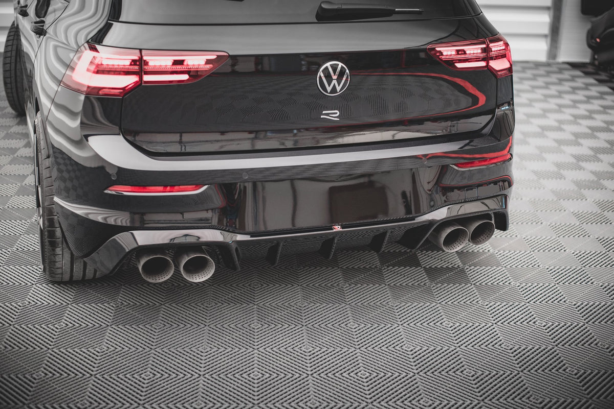 Diffusor Heck Ansatz V.1 passend für VW Golf R Hatchback Mk8 Facelift schwarz Hochglanz – Ansicht 4