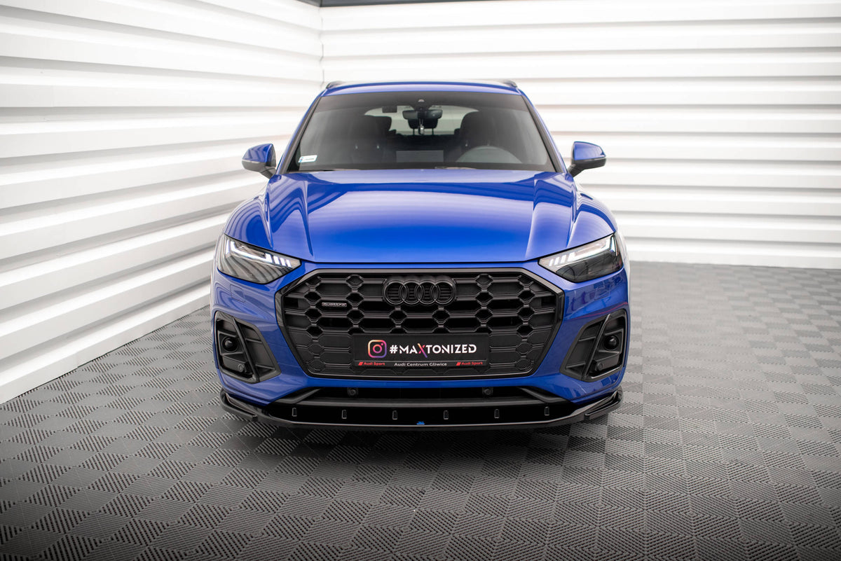 Street+ Spoilerlippe Front Ansatz V.2 passend für Audi SQ5 / Q5 S-Line SUV / Sportback Mk2 Facelift schwarz Hochglanz – Ansicht 1