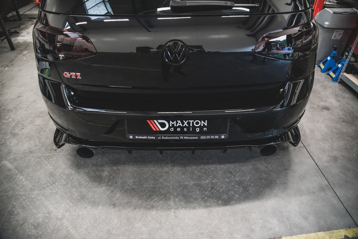 Heck Ansatz Flaps Diffusor passend für VW Golf 7 GTI TCR schwarz Hochglanz – Ansicht 3