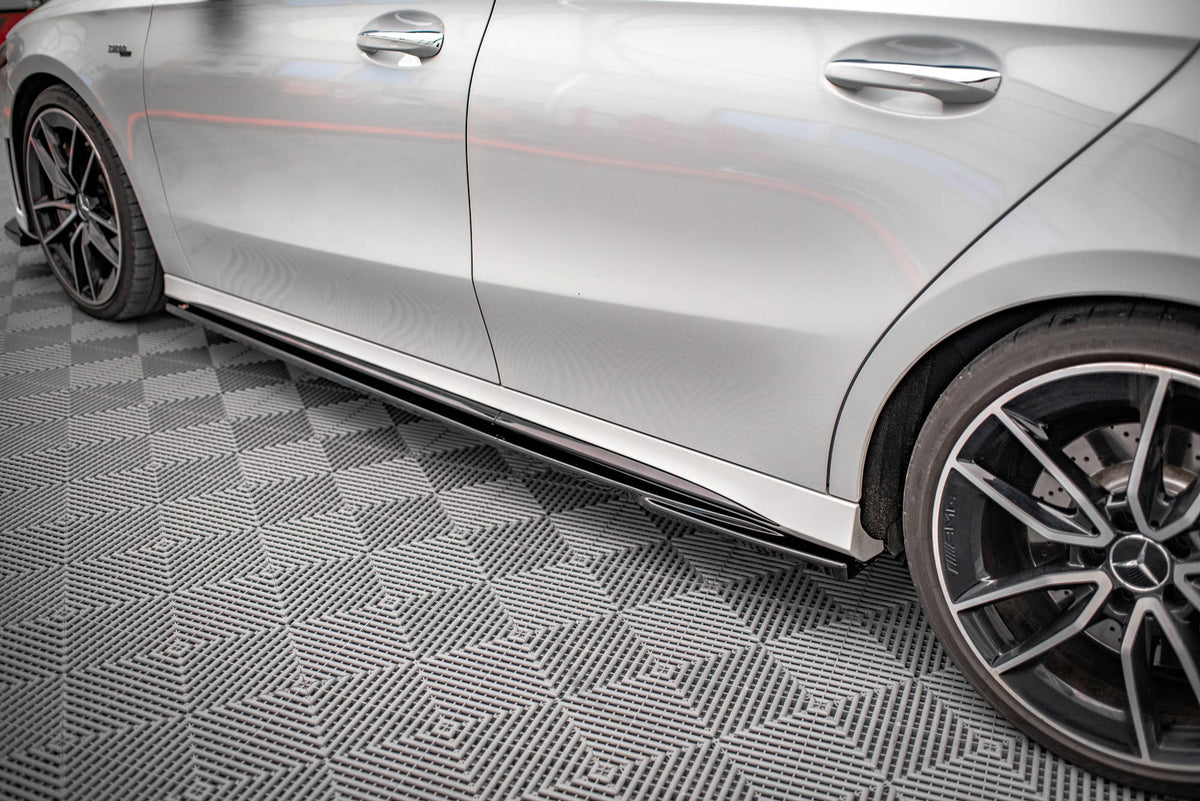 Street+ Seitenschweller Leisten V.2 passend für Mercedes A35 AMG / AMG-Line W177  schwarz Hochglanz – Ansicht 4