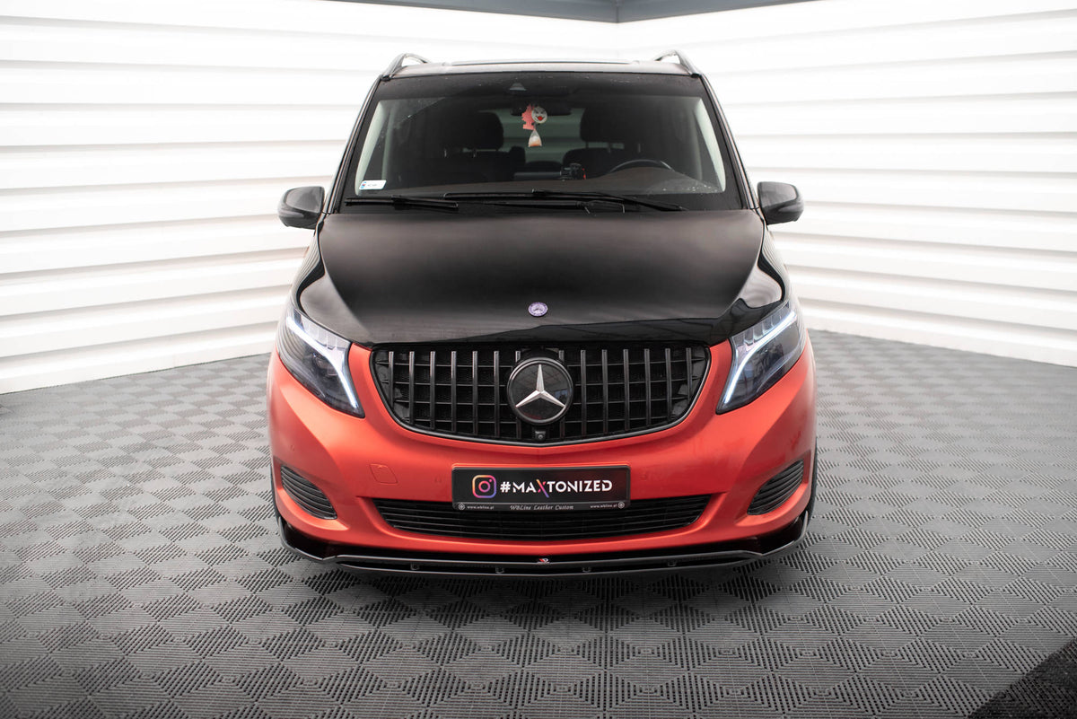 Street+ Spoilerlippe Front Ansatz V.4 passend für Mercedes-Benz V-Klasse W447 schwarz Hochglanz – Ansicht 1