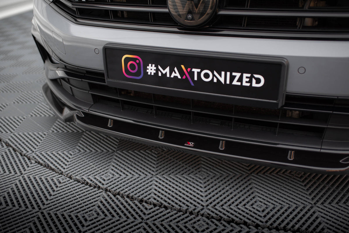 Street+ Spoilerlippe Front Ansatz V.1 passend für VW Passat R-Line B8 Facelift schwarz Hochglanz – Ansicht 3