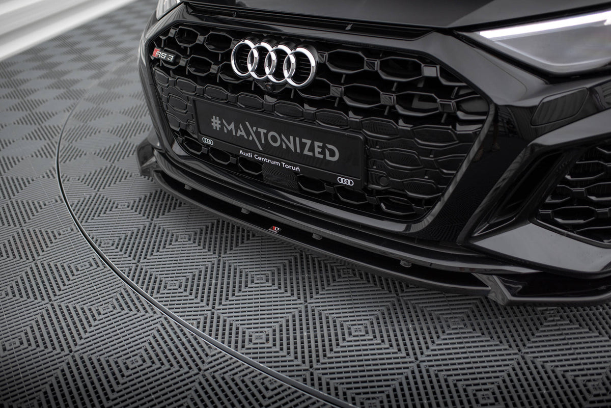 Street+ Spoilerlippe Front Ansatz V.1 passend für Audi RS3 Sportback 8Y schwarz Hochglanz – Ansicht 1
