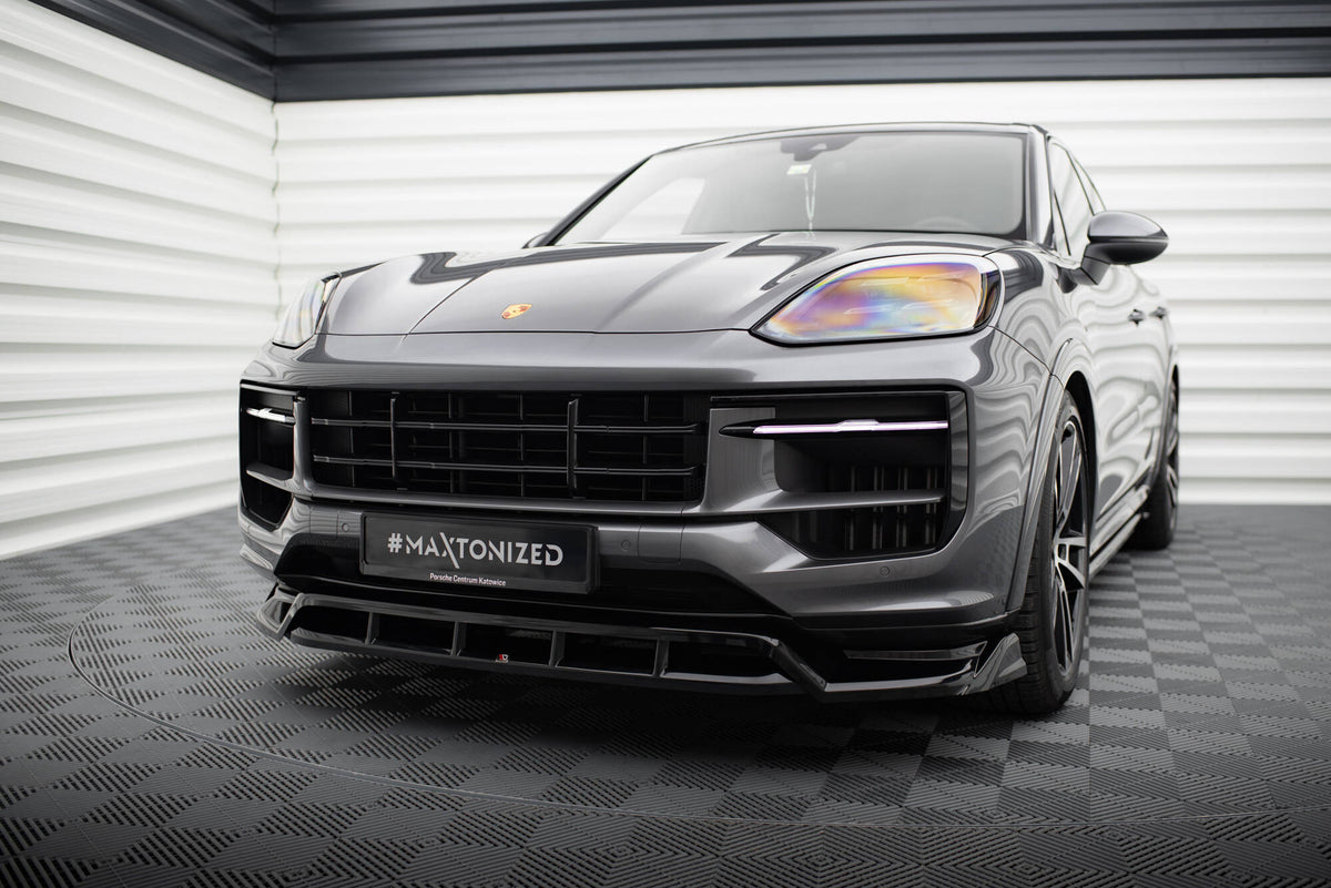 Street+ Spoilerlippe Front Ansatz passend für Porsche Cayenne Sport Design / Turbo SUV / Coupe Mk3 Facelift schwarz Hochglanz – Ansicht 3