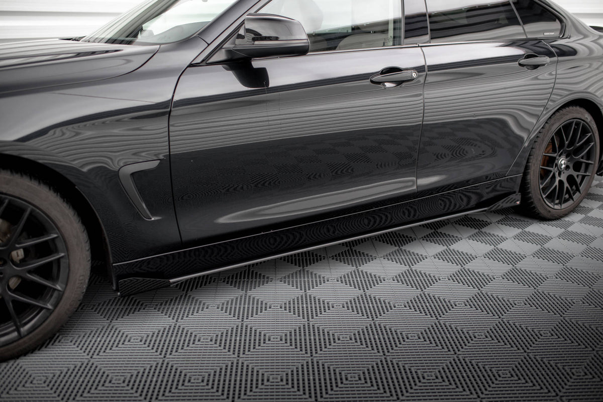 Street Pro Street+ Seitenschweller Leisten + Flaps passend für BMW 4er Gran Coupe F36 schwarz Hochglanz – Ansicht 4