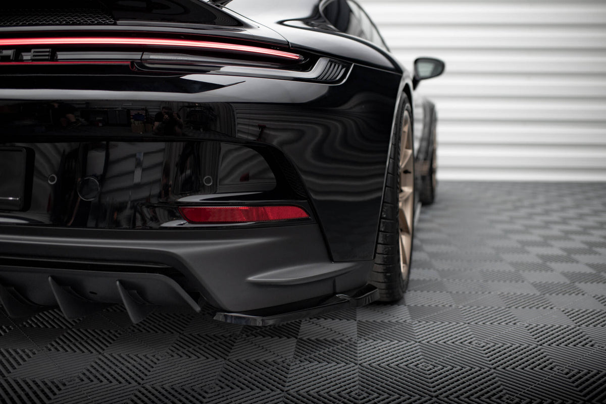 Heck Ansatz Flaps Diffusor passend für Porsche 911 992 GT3 schwarz Hochglanz – Ansicht 5
