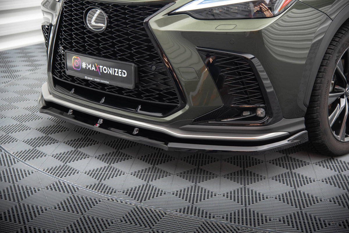 Street+ Spoilerlippe Front Ansatz V.1 passend für Lexus NX F-Sport Mk2 schwarz Hochglanz – Ansicht 3