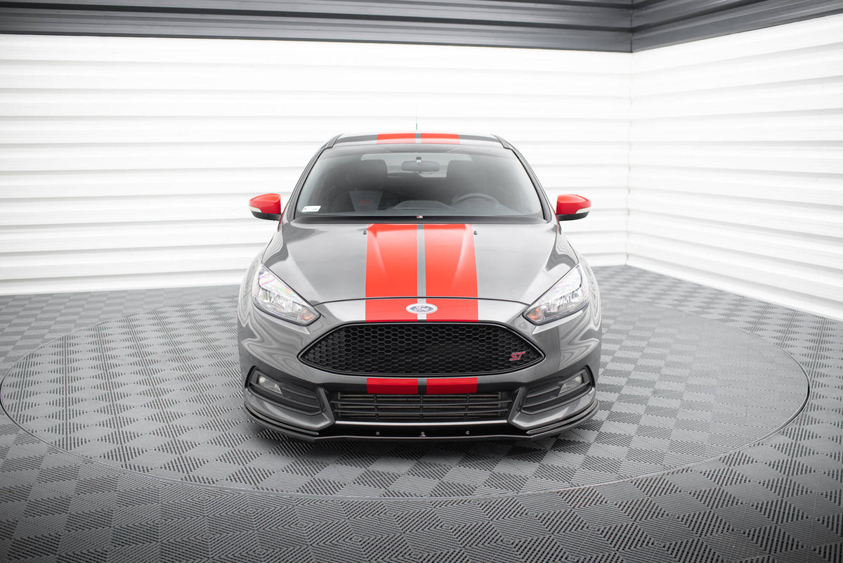 Street+ Spoilerlippe Front Ansatz V.1 passend für Ford Focus ST Mk3 FL schwarz Hochglanz – Ansicht 1