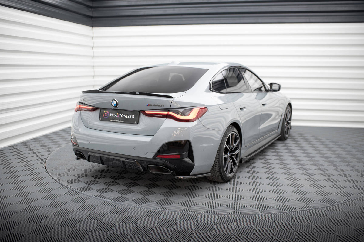 Heck Ansatz Flaps Diffusor V.1 passend für BMW M440i Gran Coupe G26 schwarz Hochglanz – Ansicht 1