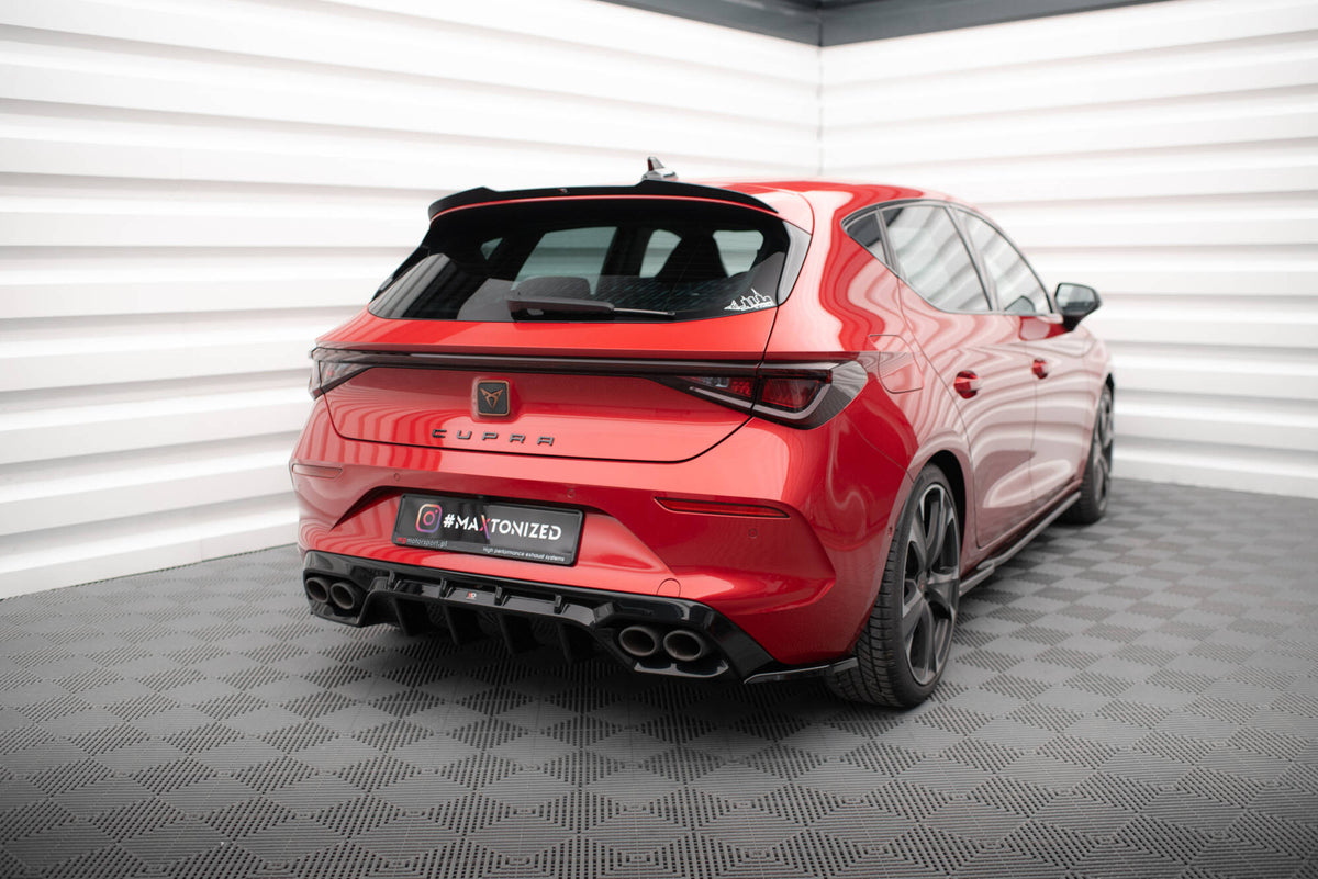 Heck Ansatz Flaps Diffusor V.2 passend für Cupra Leon Hatchback Mk1 schwarz Hochglanz – Ansicht 3