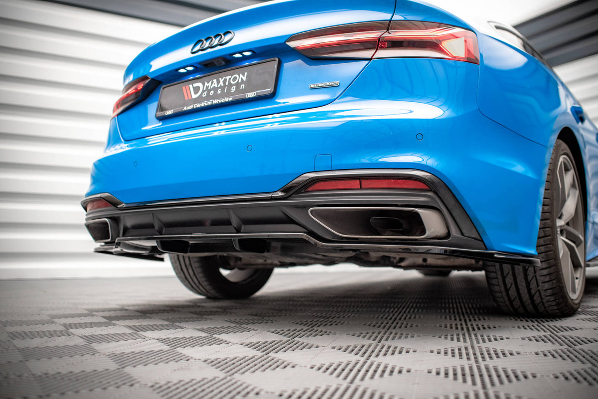 Street+ Mittlerer Diffusor RACE passend für Audi A5 S-Line F5 Facelift schwarz Hochglanz – Ansicht 3