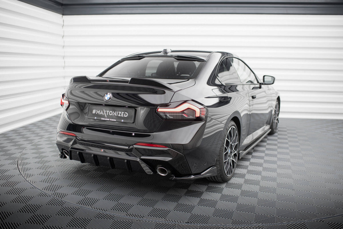 Heck Ansatz Flaps Diffusor V.4 passend für BMW 2 G42 schwarz Hochglanz – Ansicht 1