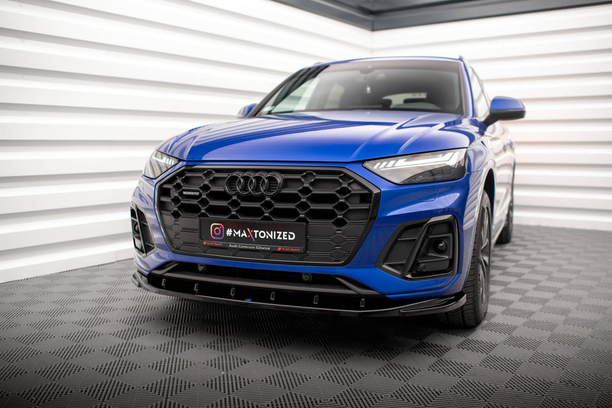 Street+ Spoilerlippe Front Ansatz V.2 passend für Audi SQ5 / Q5 S-Line SUV / Sportback Mk2 Facelift schwarz Hochglanz – Ansicht 4