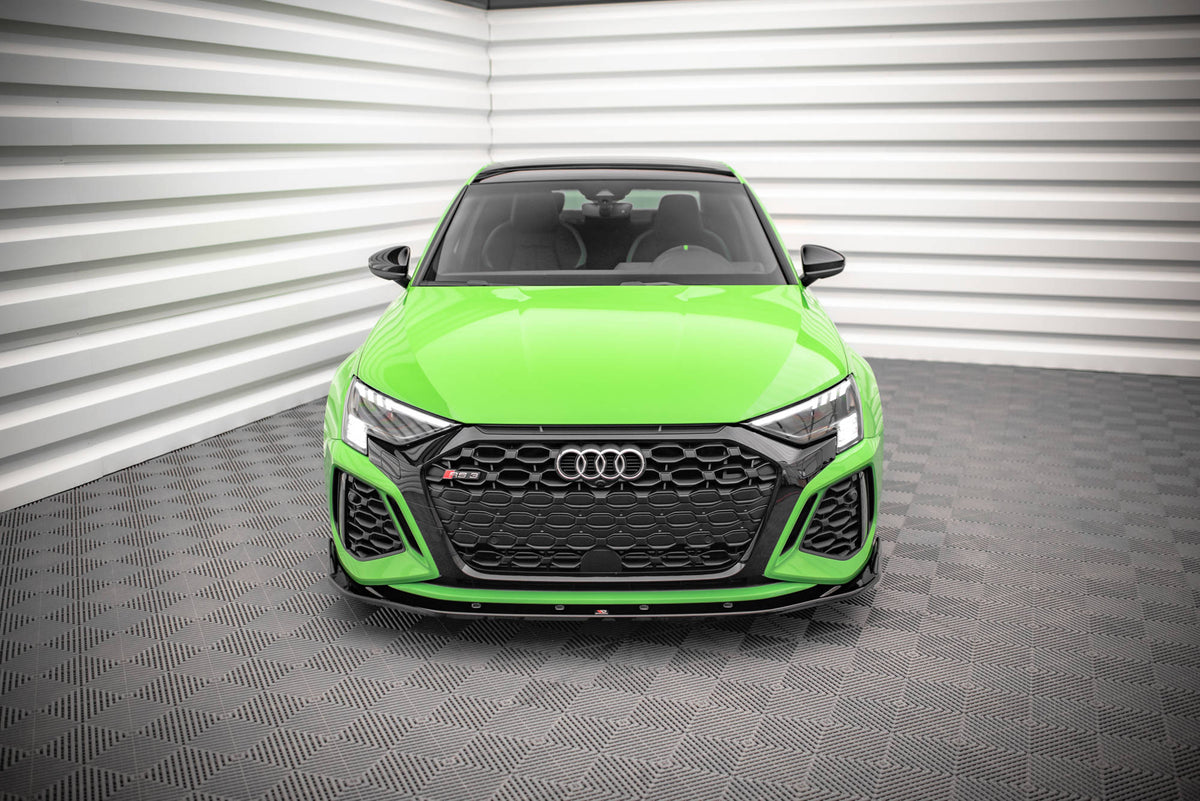 Street+ Spoilerlippe Front Ansatz V.2 passend für Audi RS3 Limousine 8Y schwarz Hochglanz – Ansicht 1