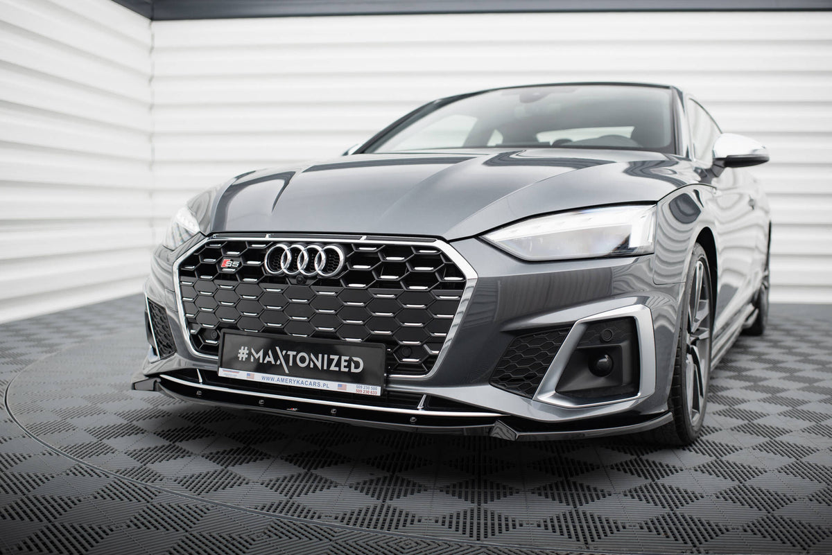 Street+ Spoilerlippe Front Ansatz V.2 passend für Audi S5 / A5 S-Line F5 Facelift schwarz Hochglanz – Ansicht 4