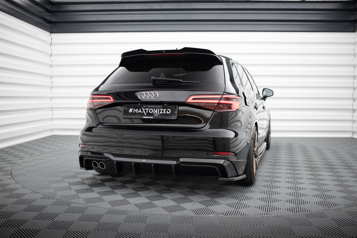 Diffusor Heck Ansatz passend für Audi A3 S-Line Sportback 8V Facelift (Doppelauspuff li.) – Ansicht 1