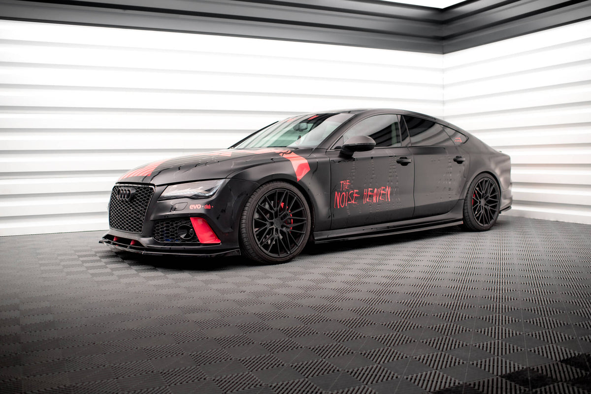 Street+ Seitenschweller Leisten passend für Audi A7 RS7 Look C7 schwarz Hochglanz – Ansicht 4