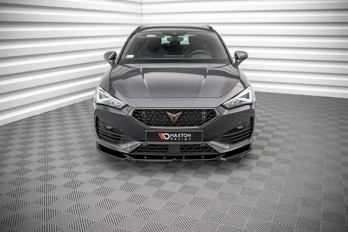 Street+ Spoilerlippe Front Ansatz V.3 passend für Cupra Leon Mk1 schwarz Hochglanz – Ansicht 1