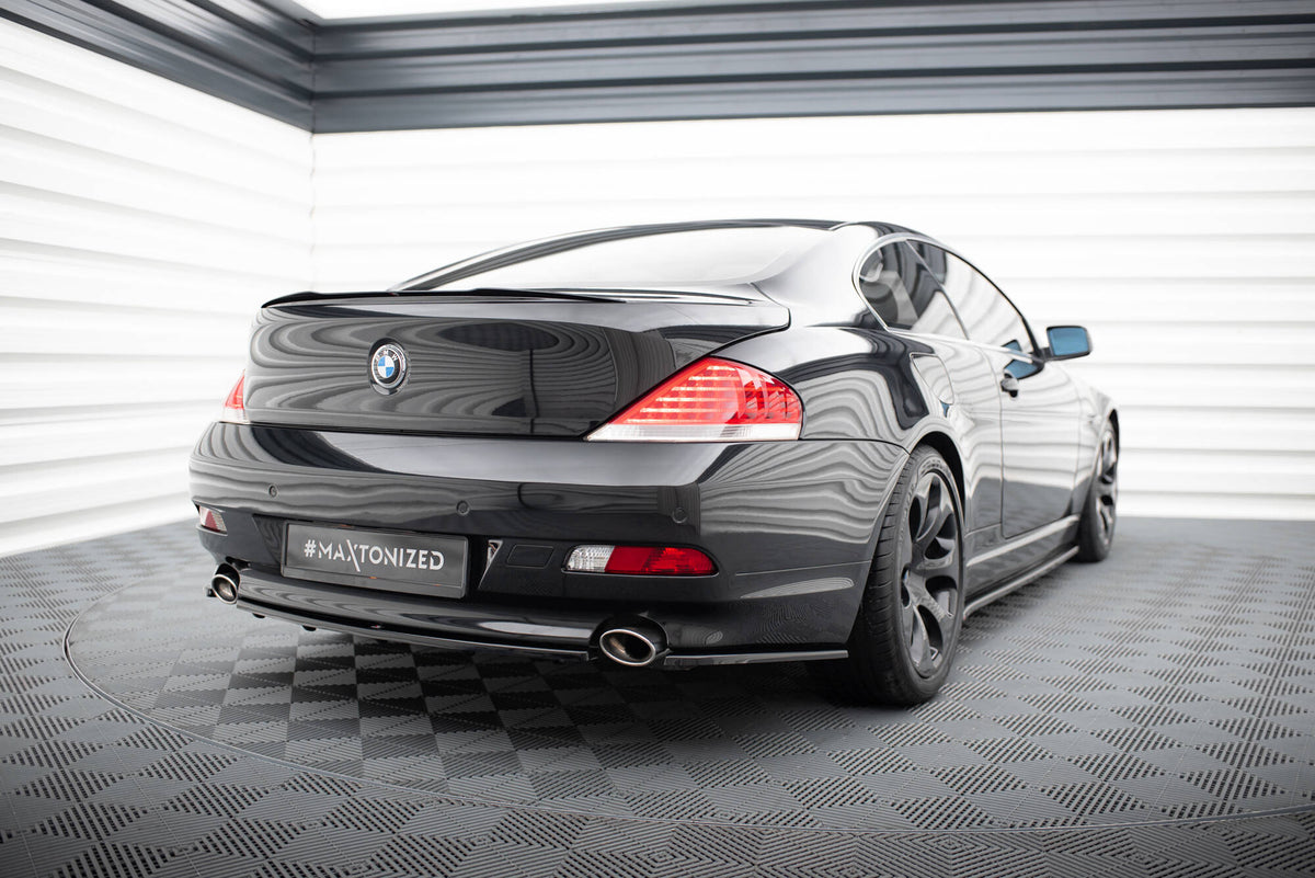 Heck Ansatz Flaps Diffusor passend für BMW 6er Coupe E63 / Cabrio E64  schwarz Hochglanz – Ansicht 1