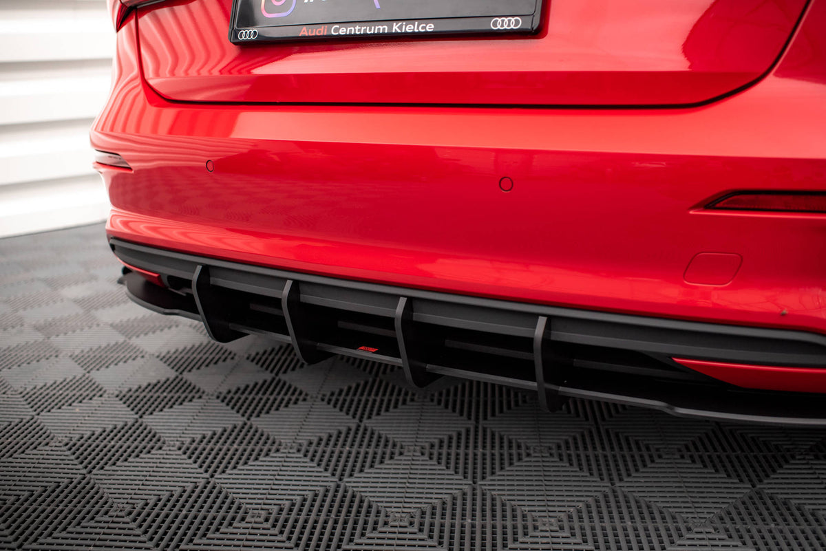 Robuste Racing Diffusor Heck Ansatz + Flaps passend für Audi A3 Sportback 8Y schwarz Hochglanz – Ansicht 5