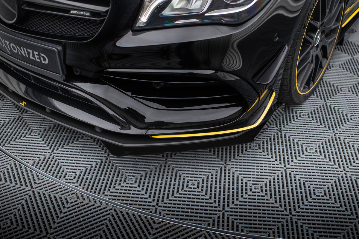 Front Stoßstange Flaps passend für Mercedes-AMG CLA 45 Aero C117 Facelift schwarz Hochglanz – Ansicht 3