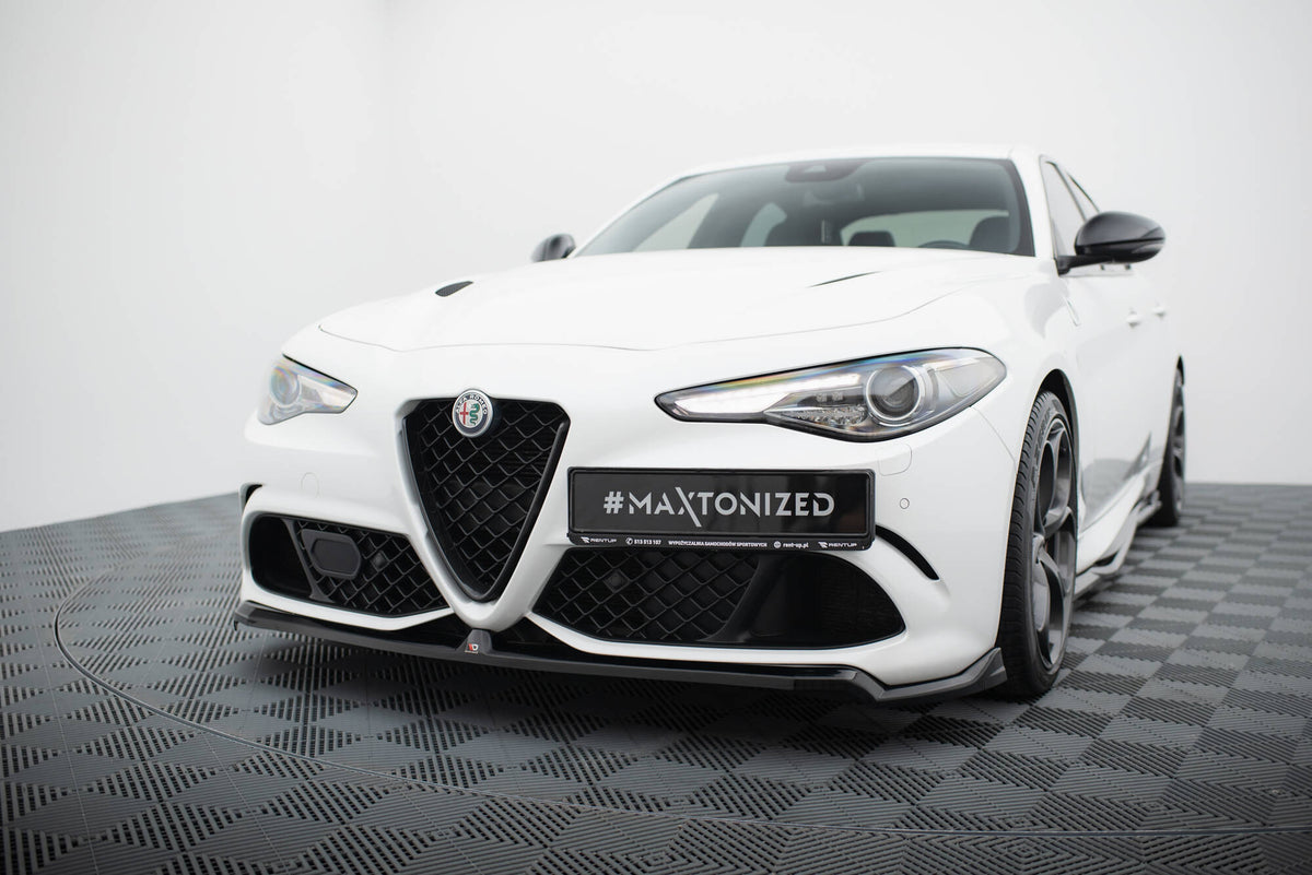 Street+ Spoilerlippe Front Ansatz passend für Alfa Romeo Giulia Quadrifoglio schwarz Hochglanz – Ansicht 5