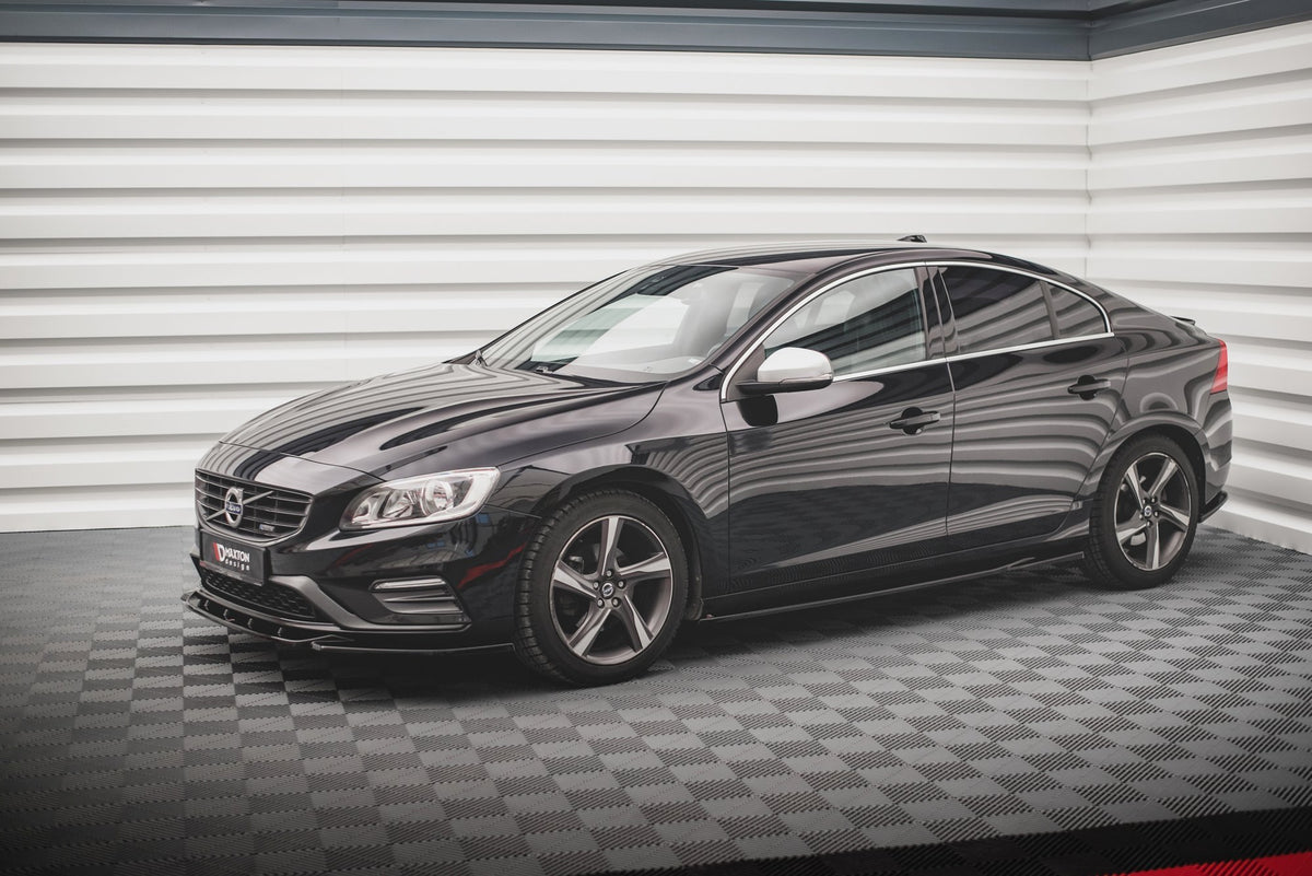 Street+ Seitenschweller Leisten passend für Volvo S60  Standard / R-Design Mk2 / Mk2 Facelift schwarz Hochglanz – Ansicht 3