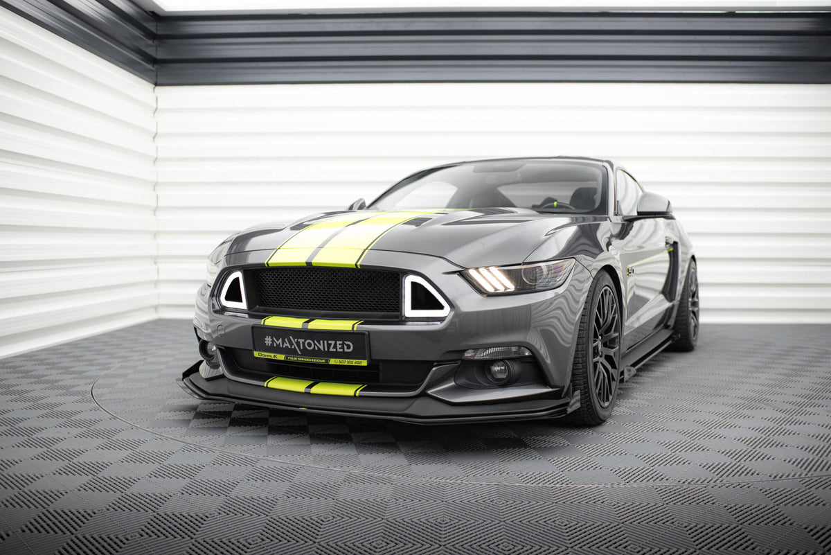 Front Stoßstange Flaps passend für Ford Mustang GT Mk6  schwarz Hochglanz – Ansicht 3