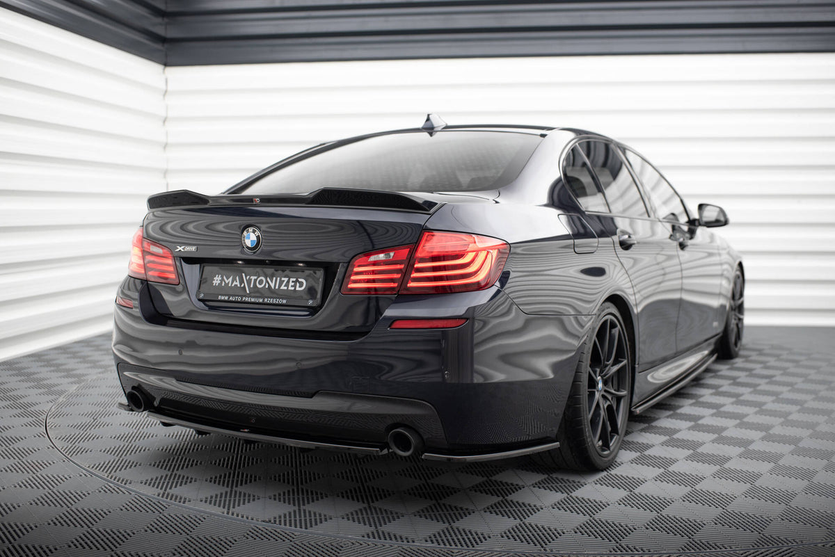 Heck Ansatz Flaps Diffusor passend für L + R BMW 5er M-Paket Limousine /Touring  F10/F11 (mit zwei Einzel Endstücken) schwarz Hochglanz – Ansicht 1