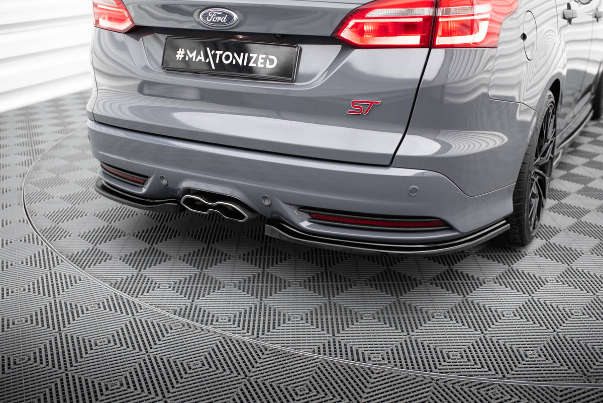 Heck Ansatz Flaps Diffusor passend für Ford Focus ST Kombi Mk3 / Mk3 Facelift schwarz Hochglanz – Ansicht 4