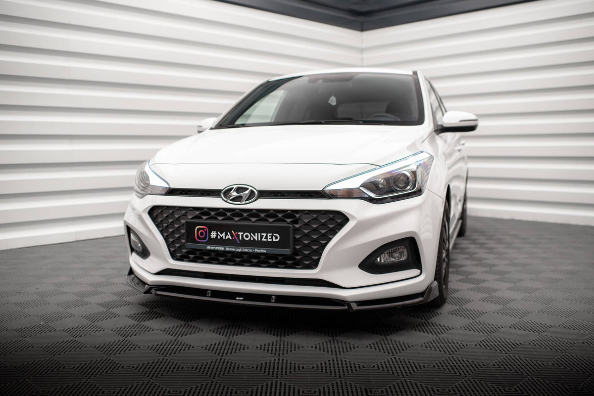 Street+ Spoilerlippe Front Ansatz V.2 passend für Hyundai I20 Mk2 Facelift schwarz Hochglanz – Ansicht 4