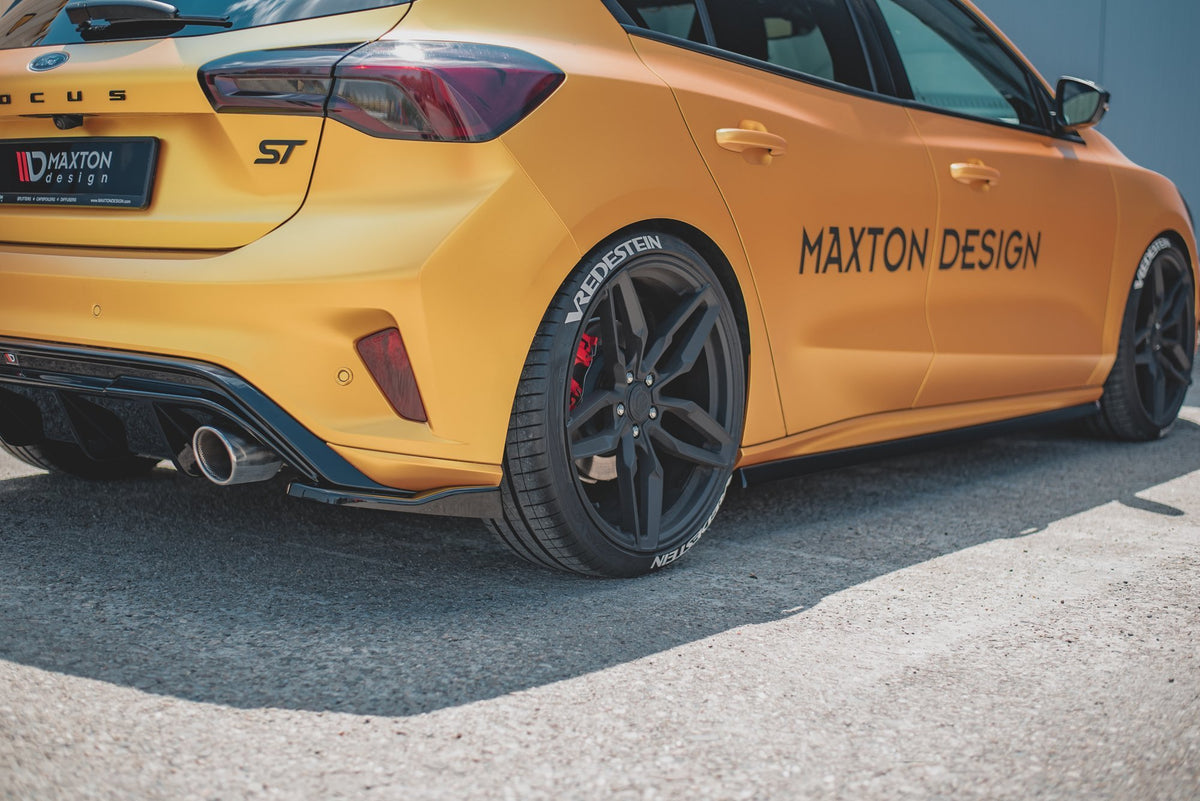 Heck Ansatz Flaps Diffusor V.3 passend für (Für heckansatz V.3) Ford Focus Hatchback ST Mk4  schwarz Hochglanz – Ansicht 9